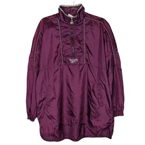 Vintage Reebok Quarter Zip Pullover Purple Silver Windbreaker Track Jacket Med